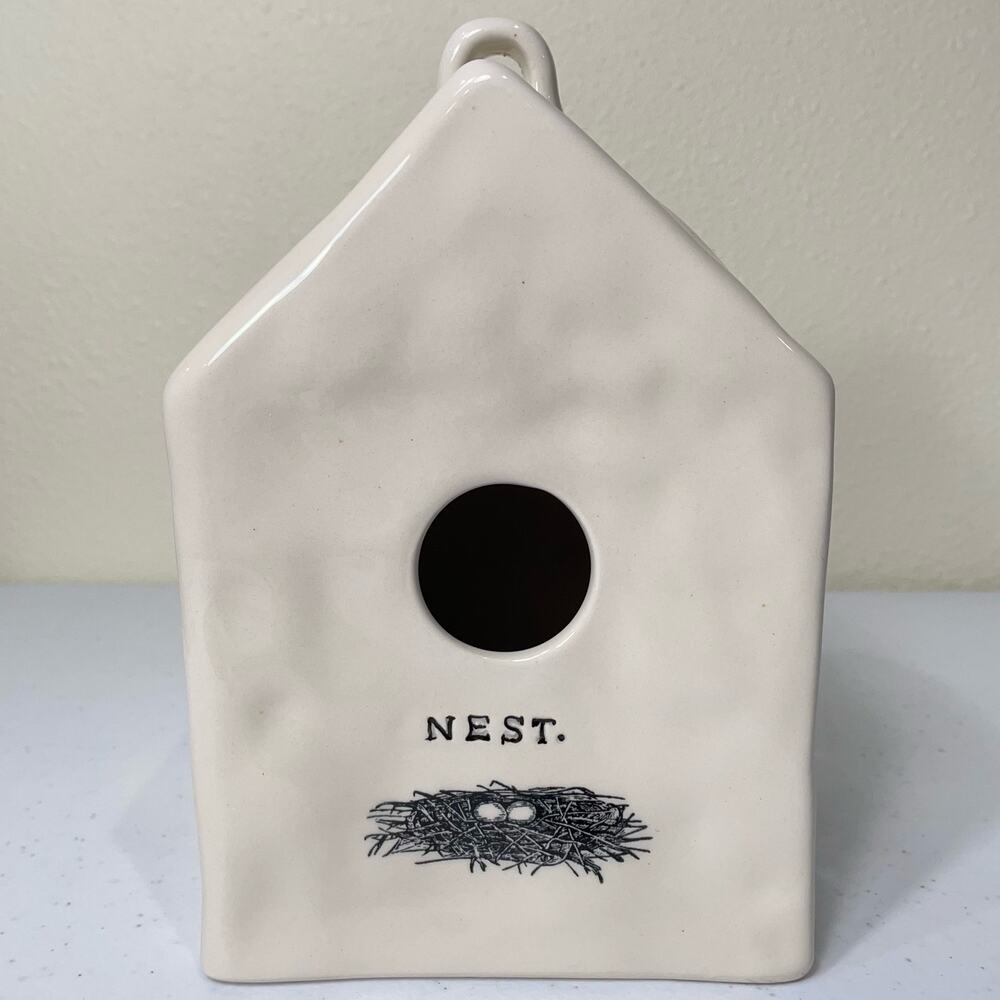 Rare Vintage Early Rae Dunn Nest with Eggs Ceramic Birdhouse By M Studios